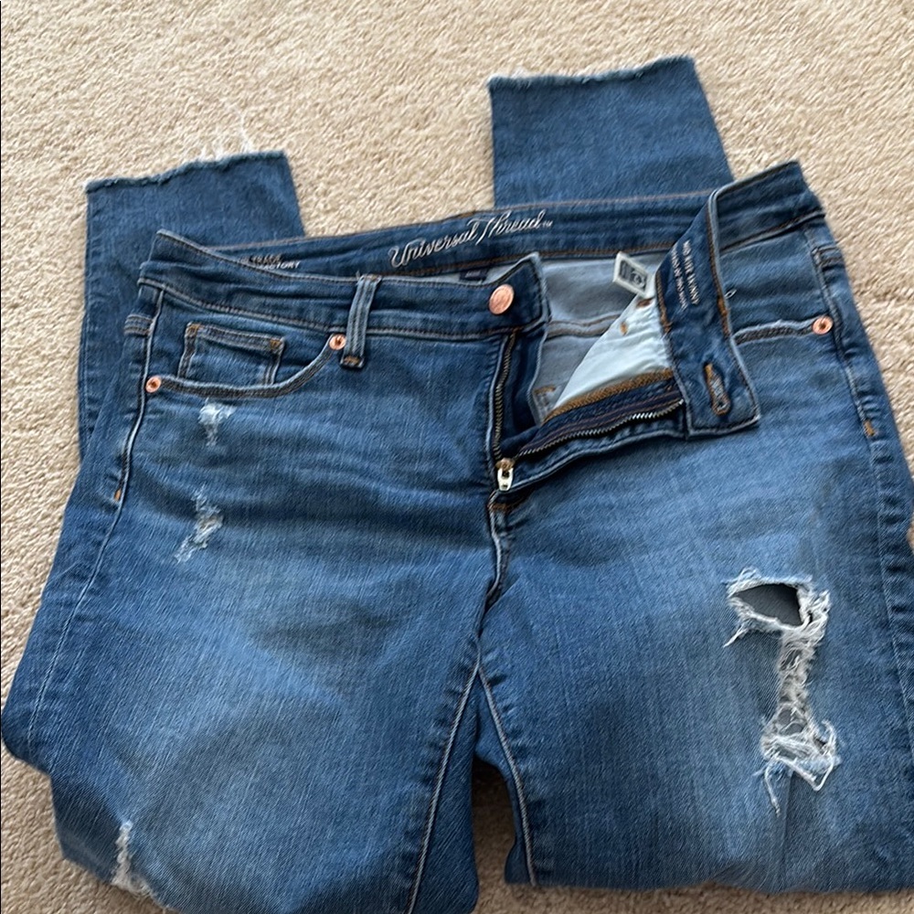 Universal Thread Women's Blue Distressed Jeans